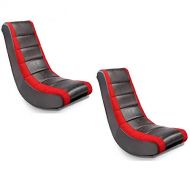 Crew Furniture Home Theater Recliner Classic Video Rocker Designed Heavy Use - Black/Red Set of 2