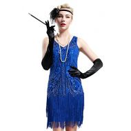 BABEYOND Womens Flapper Dresses 1920s V Neck Beaded Fringed Great Gatsby Dress