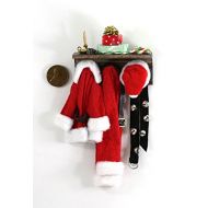 Dollhouse Miniature Artisan Santa Claus Outfit on a Wall Shelf by Shadow Box