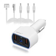 BatPower CCA2 120W Car Charger Power Supply for MacBook Pro 15 13 Retina MacBook Air 13 11 Car Adapter (MagsafeL Magsafe2 Connector), Dual QC USB Quick Charge Fast Charging for Tab