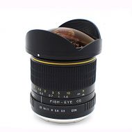 Kelda 8mm f/3.5 180 degrees Diagonal Angle Fisheye Lens with Manural Aperture Chip and Removable Hood for Canon DSLR APS-C Format