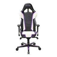 DXRacer OHRH110NWV Black, White & Violet Racing Series Gaming Chair Ergonomic High Backrest Office Computer Chair Esports Chair Swivel Tilt and Recline with Headrest and Lumbar C
