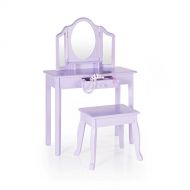 Guidecraft Vanity and Stool  Lavender: Childrens Table and Chair Set with 3 Mirrors and Make-Up Drawer Storage - Kids Room Furniture
