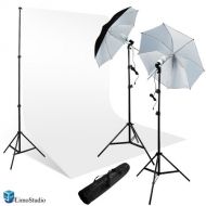 LimoStudio 400W Photo Studio Muslin Backdrop Umbrella Lighting Kit + 10 x 10