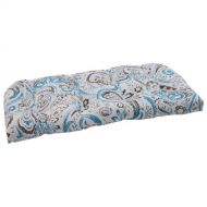 Pillow Perfect Outdoor Paisley Wicker Loveseat Cushion, Tidepool