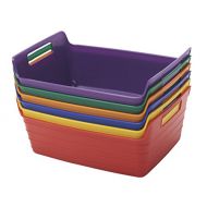 ECR4Kids ELR-20516-AS Assorted Small Bendi-Bins with Handles,Stackable Plastic Storage Bins for Toys and More, Assorted Colors (6-Pack)