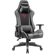 Homall Gaming Office Chair High Back Computer Chair Racing Style Swivel Chair PU Leather Bucket Seat Desk Chair with Adjustable Armrest ErgonomicHeadrest and Lumbar Support (Grey)