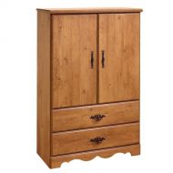 Prairie Collection Armoire with Two Drawers - Country Pine Finish by South Shore