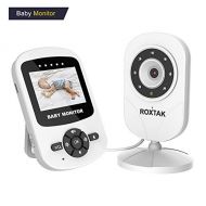 Video Baby Monitor with Camera 1080P, ROXTAK Digital 2.4Ghz Wireless Video Monitor with Temperature Detector, 960ft Transmission Range, Two-Way Talkback,Lullabies,Night Vision, Hig