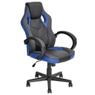 HOMY CASA Racing Chair Homycasa Racing Chair High-Back Leather Computer Task Seat Ergonomic Executive Swivel Office Chair Design Gaming Style Chair Blue