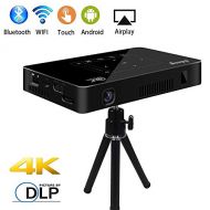Mini Pico Projector, Salange DLP HD Video Projector Wireless WiFi Pocket Projector for Home Theater Cinema, 150 ANSI Lumens Portable Android Projector Built-in Rechargeable Battery