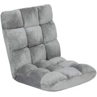 BEST CHOICE PRODUCTS Best Choice Products 14-Position Folding Adjustable Memory Foam Cushioned Padded Gaming Floor Sofa Chair for Living Room, Bedroom - Gray