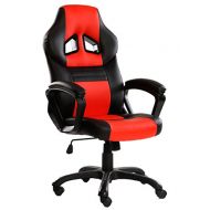 SEATZONE Gaming Chair, Racing Style Large Bucket Seat Computer Desk Chair, Executive Office Swivel Chair, Leatherette, Red
