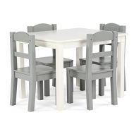 Tot Tutors TC534 Springfield Collection Kids Wood Table & 4 Chair Set, White/Grey