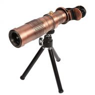 Mobile Phone Lens 22X Mobile Phone Telephoto Telescope Head Universal Clip Tripod Dual Tone HD Camera External for iPhone, Samsung, LG,HTC,Huawei and Other Smartphone,Brass