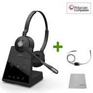 Global Teck Worldwide Polycom Compatible Jabra Engage 65 Wireless Headset Bundle with EHS Adapter, 9559-553-125-PLY | VVX and Soundpoint Phones, PC/MAC, USB, Skype for Business