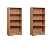 Complementing Orion 4-Shelf Bookcases, Set of 2 Your Color Choice Ideal for Your Books And Can Fit Organizer Bins For Added Style (Oak and Oak)