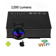 GLgl Wireless WiFi Projector Gaming and Home Cinema Projector 1200 Lumen HD Digital Multimedia LED Mini Home Theater Pocket Projector Beamer,Black,US