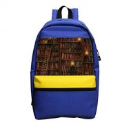 KEITH WRIGHT Kids School Backpack Vintage Bookshelf School Bag Lightweight Bookbag Durable Daypack