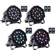 U`King Par Lights with 18 LEDs RGB by IR Remote and DMX Control for Stage Lighting (4PCS)