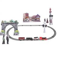 Dilwe RC Railway Set, Electric Smoke Train Toy Remote Control Model Vehicle for Kids Present
