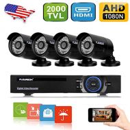 Floureon FLOUREON House Camera 8CH 1080N AHD CCTV DVR House Security System + 4 X 2000TVL 960P HD Bullet Indoor/Outdoor Camera Surveillance Security for Home/Apartment/Office/Factory/Store
