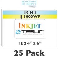 Brainstorm ID Inkjet Teslin Paper - 4 x 6 - 1-Up Perforated - 25 Sheet Pack