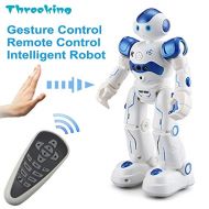 Threeking Smart Robot Toys Gesture Control Remote Control Robot JJRC Robot Gift for Boys Girls Kids Companion:Game Fun Learning Music Dance Etc.Rechargeable Rc Robot Kit(Male Voice