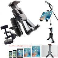 Accessory Basics Dual Joint Rotate Adjust Pole/Bar Metal C-Clamp Podium Orchestra Music Mic Microphone Stand Mount for Tablet Apple iPad Air Mini Samsung Galaxy Tab E S A Surface & iPhone X 8 7 XR