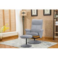 Overstock Fabric Modern Swivel Office Chair/Gaming Chair with Recliner and Footstool light grey