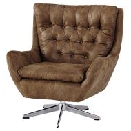 Signature Design by Ashley Ashley Furniture Signature Design - Velburg 360-Degree Swivel Accent Chair - Contemporary - Distressed Brown Fabric