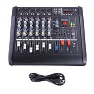 AW 6 Channel Professional Powered Mixer with USB Slot Power Mixing 110V