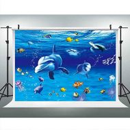 LUCKSTY Blue Underwater World Backdrops for Photography 9x6FT Dolphin Fishes Photo Backgrounds Photo Booth Studio Props LUXC058