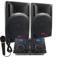 Adkins Professional lighting Starter Dj System - 1600 WATTS - Connect your Laptop, iPod, USB, MP3s or Cds! 10 Powered Speakers, Mixer/Cd Player & Microphone.