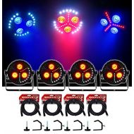 (4) Chauvet DJ FXPar 3 RGB+UV SMD LED Par Can Wash Lights w/Strobe+Cables+Clamps