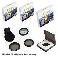 ZOMEi Zomei 4 in 1 Cell Phone Camera Lens Kit, 10X Close Up Macro Lens + Fader ND2-400 Filter + CPL Polarizing Filter with 37mm Clip for iPhone Samsung Android Smartphones