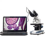 AmScope 40X-2500X LED Biological Binocular Compound Microscope with 3D Double Layer Mechanical Stage +1.3MP USB Digital Camera Imager