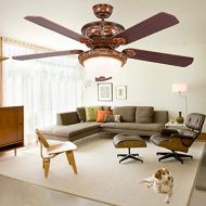 Andersonlight Modern Ceiling Fan with Five Harvest Mahogany/Brazilian Cherry Reversible Blades and LED Light Kit, Contemporary Chandelier Fan Light, Remote Control, New Bronze, 52-