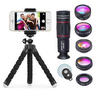 Apexel APEXEL Phone Camera Lens with 18x Telephoto Lens+Fisheye,MacroWide Angle Lens+Star,Kaleidoscope Filter+Tripod and Shutter 8 in 1 Cell Phone Lens Kit Fit For iPhone and other Smart