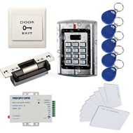 MENGQI-CONTROL Metal Waterproof Stand-alone Access Control Keypad Kit( Only for 125KHz HID Card ) with Electric ANSI Strike Lock +Power Supply+Exit button+Cards+Key Fobs