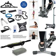Sunny Health and Fitness Twist-in Stepper Step Machine Bundle with 7-Piece Fitness Kit, Sports Zippered Waist Bag and Workout Cooling Towel