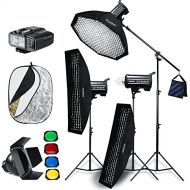 Godox QT600II Built-in 2.4G Wireless X System,High Speed Studio Strobe Flash Light + X1T-C Trigger Compatible for Canon,Softbox,Light Stand, Studio Boom Arm Top Light Stand (110v)