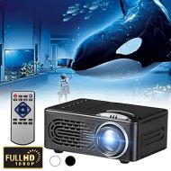 Cewaal Black+EU Plug G814 Mini LED Video Projector, 6000 Lumens Multimedia Home Theater Video Projector Support 1080P USB SD Card AV Home Cinema TV Laptop Game iPhone Android Smart