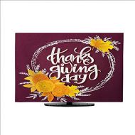 Miki Da Television dustproof Cloth Lettering Thanksgiving Greetings Phrase with Doodle Frame Chrysanthemum Bouquet L37 x W38