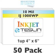 Brainstorm ID Inkjet Teslin Paper - 4 x 6 - 1-Up Perforated - 50 Sheet Pack