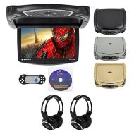 Rockville RVD14BGB Black/Grey/Tan 14 Flip Down Car DVD Monitor+Games+Headphones
