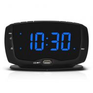 DreamSky Digital Alarm Clock Radio FM Radio, 1.4 Inches Large Blue LED Number Display, Dual USB Ports for Charging, 3.5 mm Headphone Jack, Snooze, DST: Home Audio & Theater