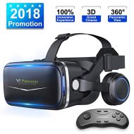 Pansonite Vr Headset with Remote Controller[New Version], 3D Glasses Virtual Reality Headset for VR Games & 3D Movies, Eye Care System for iPhone and Android Smartphones (Black)