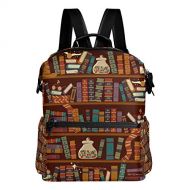 Fonmifer Bookshelf Casual Backpack Lightweight Travel Daypack Bag Multi-Pocket Student School Bag