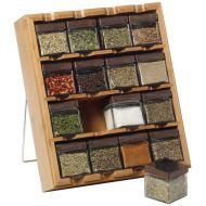 Kamenstein Bamboo Inspirations 16-Cube Spice Rack with Free Spice Refills for 5 Years